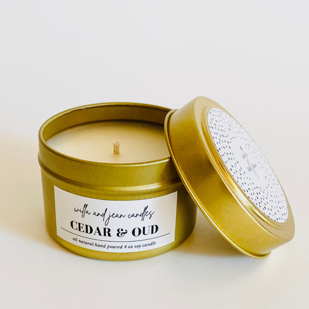 Cedar & Oud 4 oz scented soy candle